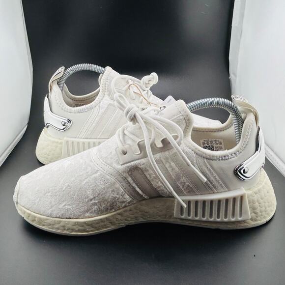 Adidas NMD_R1 Women’s Size 7.5 GW5681 White Silver Metallic Velvet Upper Boost - Picture 6 of 8